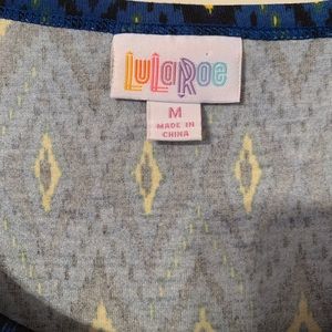 NWOT Lularoe Nicole Midi Blue Yellow geometric
